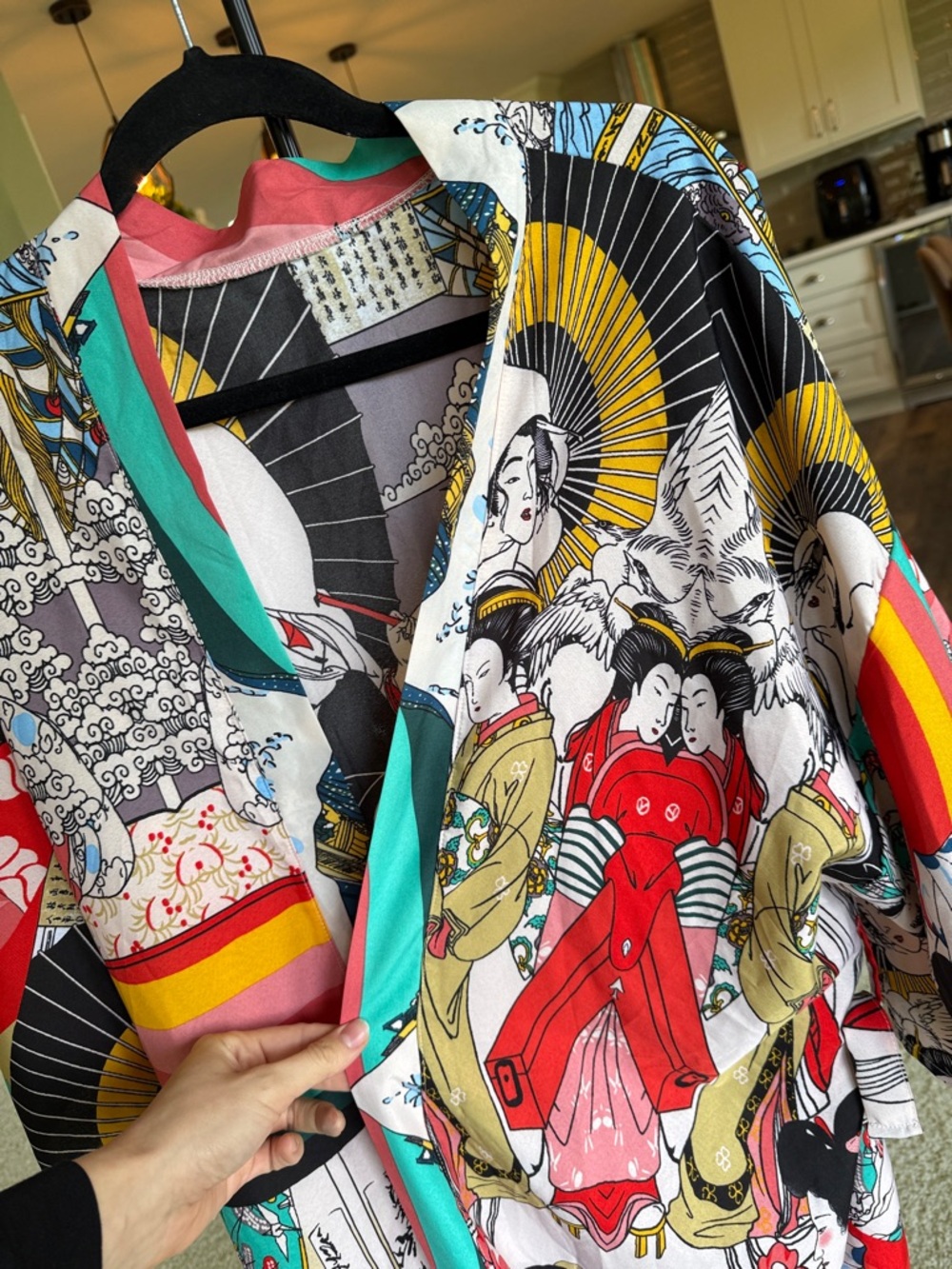 Amazon Multicolor Printed Kimono Tunic - Bold Graphic Pattern - Picture 2 of 4
